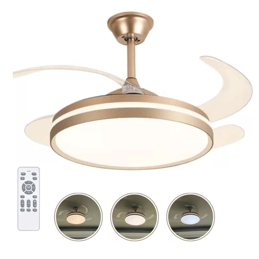 Ventilador de Teto Grande Lampada Led 3 em 1 Pa Retratil Ajustavel Controle Casa Trabalho Moderno Silencioso Potente