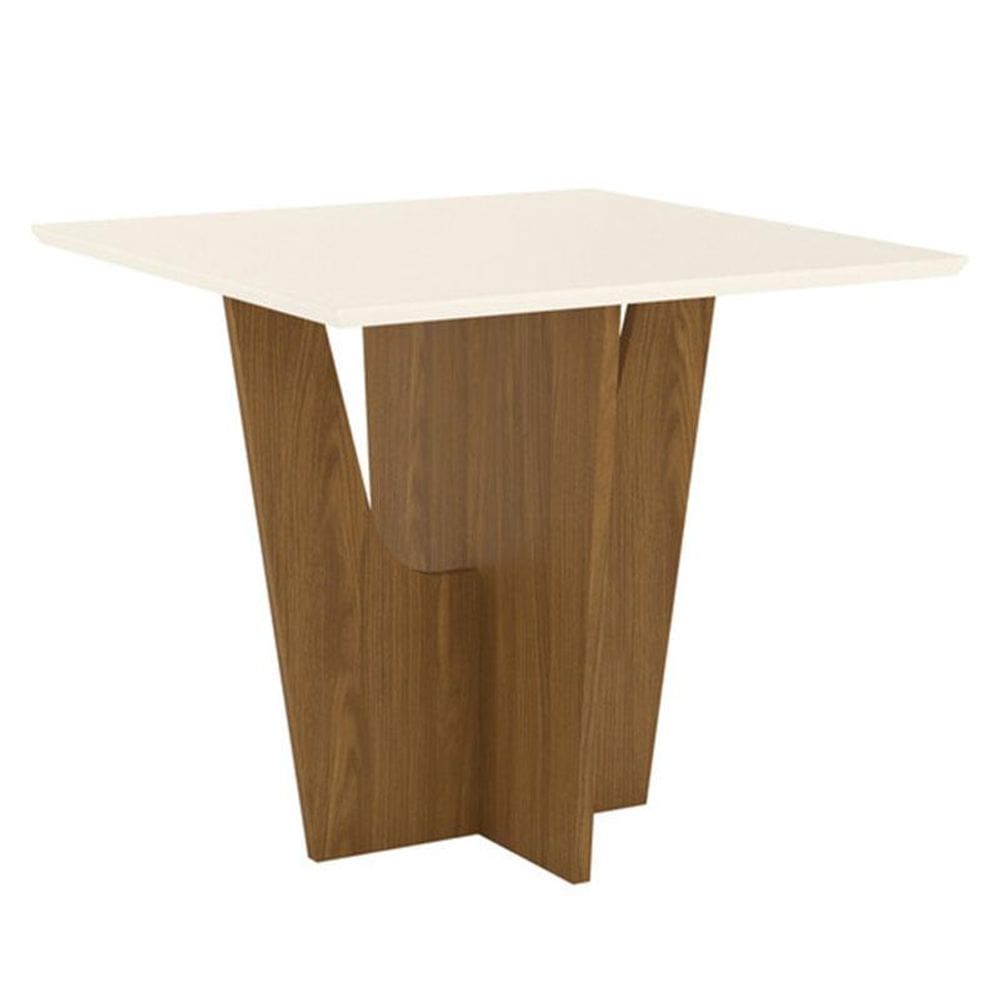 Mesa de Jantar Vértice 90 cm Canto Reto sem Vidro Nature Off White - Henn