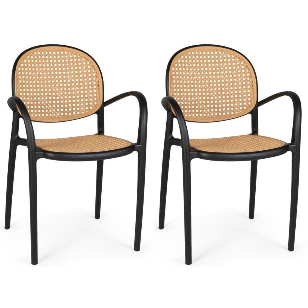 Kit 2 Cadeiras De Jantar Roma Com Braço Para Sala E Cozinha - Preto