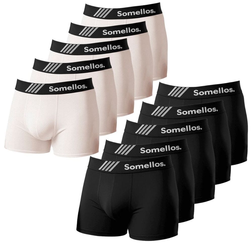 Kit Combo10 Cueca Boxer Branca e Preta Microfibra Somellos
