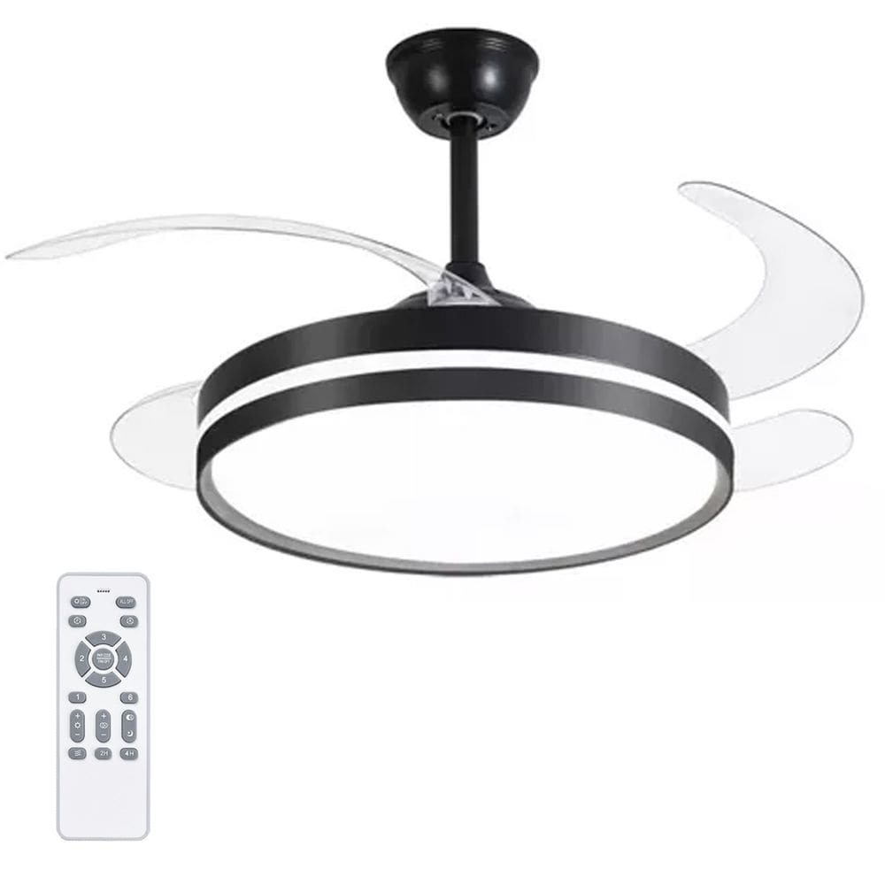 Ventilador Lampada de Teto Grande Lampada Led 3 em 1 Pa Retratil Lustre Controle Ajustavel Quarto Casa Recepçao