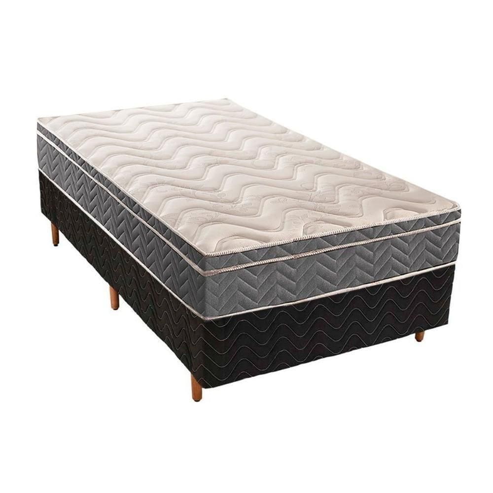 Cama Box Solteiro: Colchão Anatômico Paropas D45/Ep Confort Mega Firme + Base Fantasy Black(88X188)