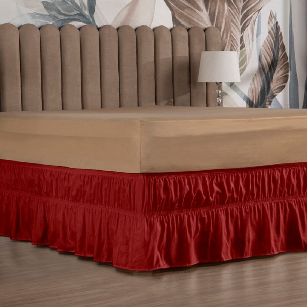 Saia Box Cama de Solteiro com 2 Elásticos Ajustável Babado 1 Peça