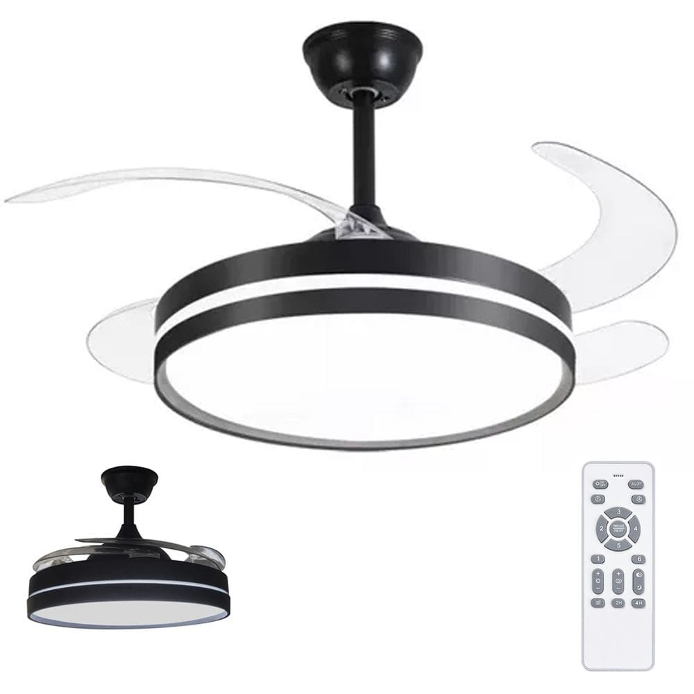 Ventilador de Teto Grande Lampada Led 3 em 1 Pa Retratil Controle Remoto Lustre Casa Quarto Recepçao Silencioso Potente