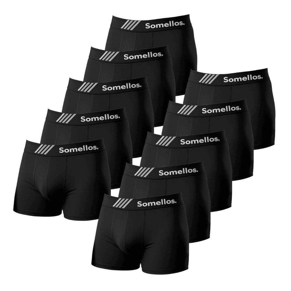 Kit 10 Cueca Boxer Preta Combo Somellos Microfibra