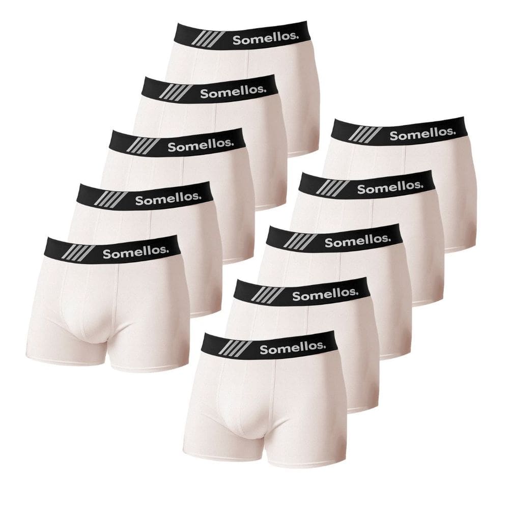 Kit Combo10 Cueca Boxer Branca Microfibra Somellos Masculina