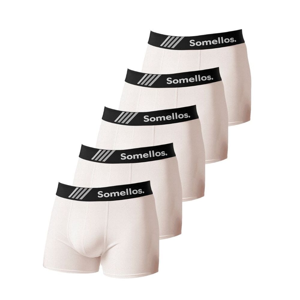 Kit 5 Cueca Boxer Somellos Microfibra Branca Premium
