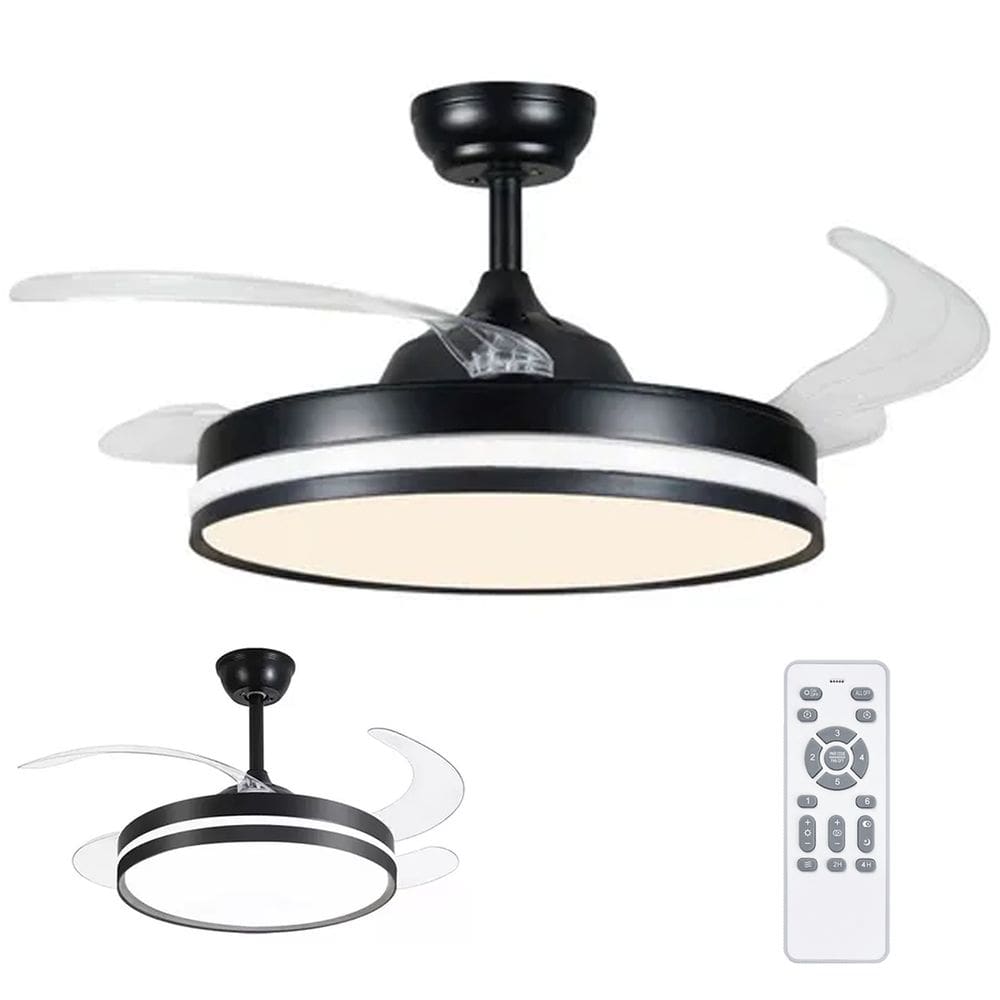 Ventilador de Teto Grande Led 3 em 1 Lampada Lustre Pa Retratil Controle Remoto Potente Silencioso Moderno