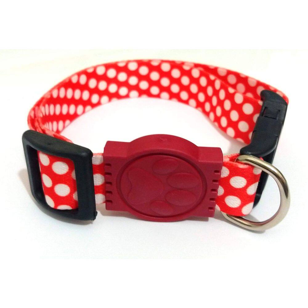 Coleira Seda 25mm vermelho poá Tamanho Único 32cm49cm