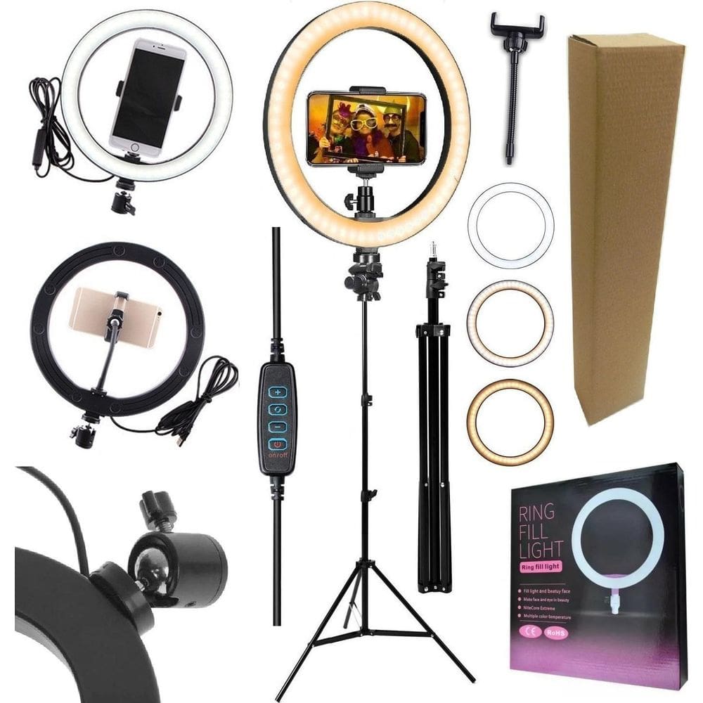 Kit Youtuber Tripé Profissional Pedestal 2,10M + Luz Ilumina