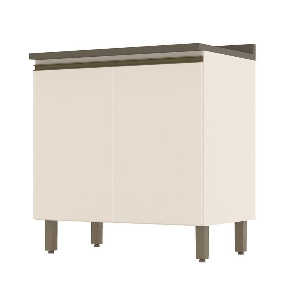 Balcão 2 Portas 80cm Off White-duna Com Tampo Connect - Móveis Henn Off White-duna
