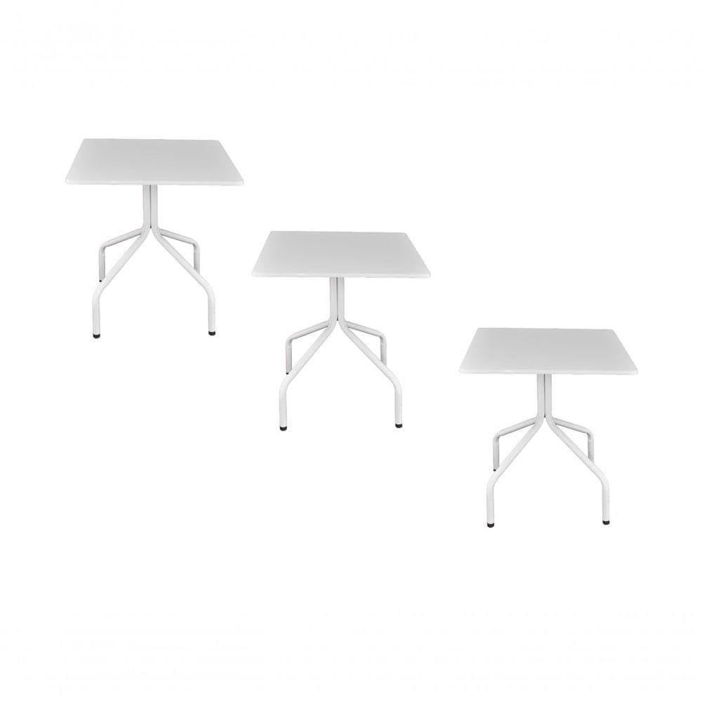 Kit 3 Mesas Moema 70x70 Branca Base Branca