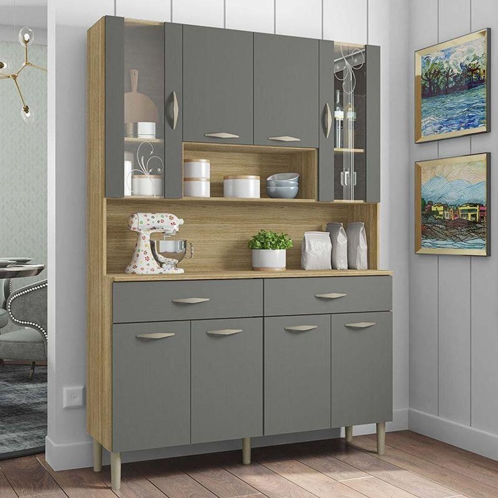 Armário Cozinha Golden 8 Portas E 1 Gaveta Freijó/gris