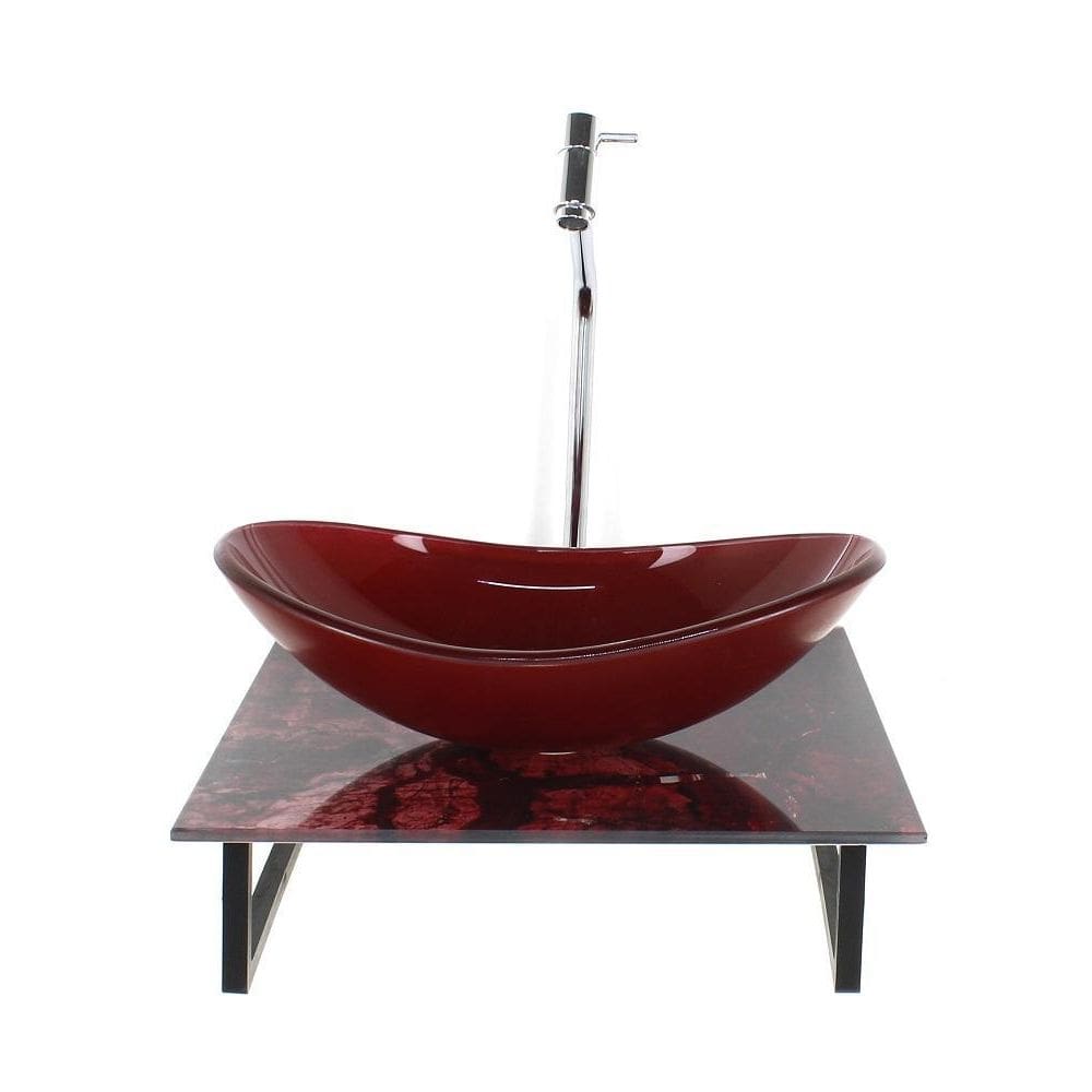 Kit Cuba Vidro Oval 10Mm Tampo Vidro 40Cm X 40Cm Mármore