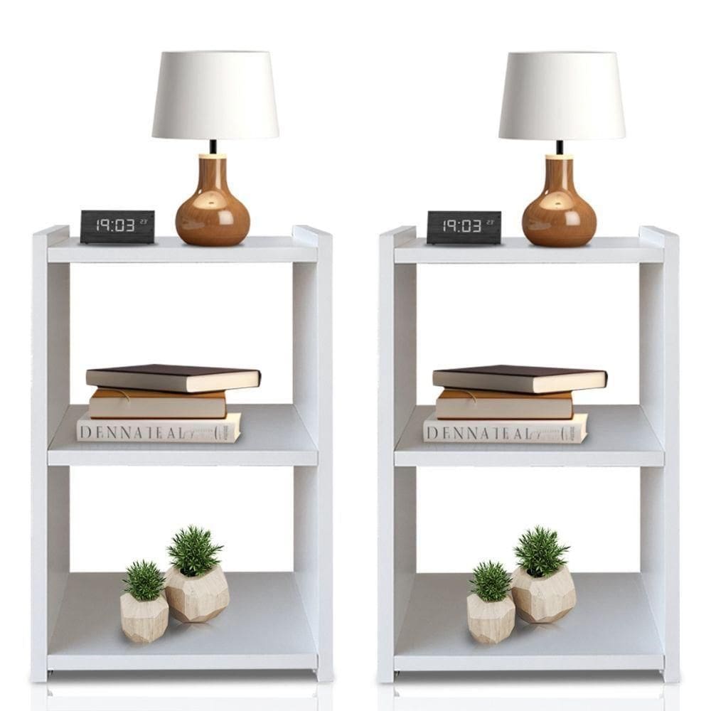 Kit 2 Mesas De Cabeceira Nicho 30 Cm Mdf Branco Mp