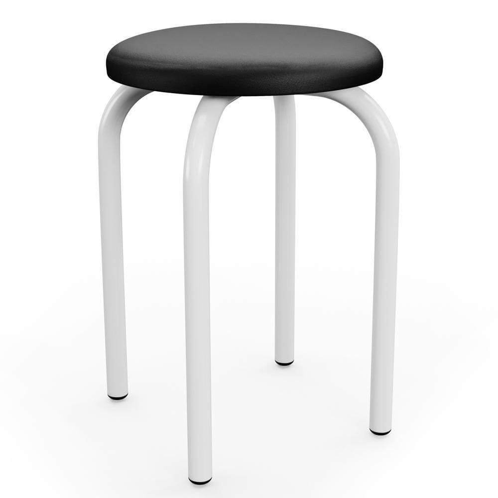 Banqueta Baixa Empilhável Em Aço Maviê Sintético Preto-branco - Mpozenato