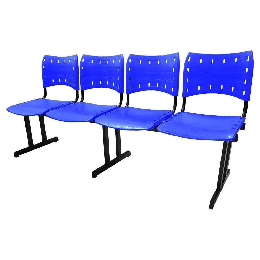 Cadeira Iso Pp Rp Longarina 4 Lugares Color Azul