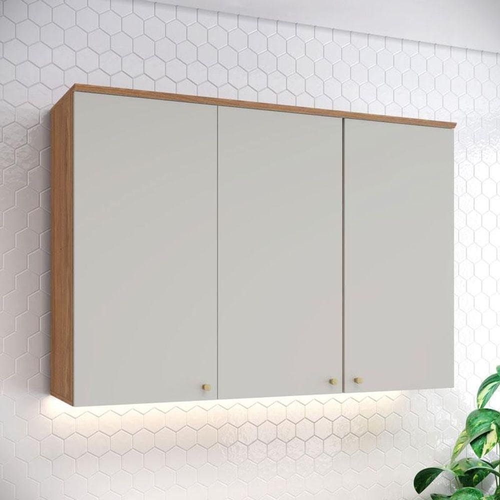 Armário Aéreo 3 Portas 120 Cm Ambiente Requinte Nature Areia - Henn
