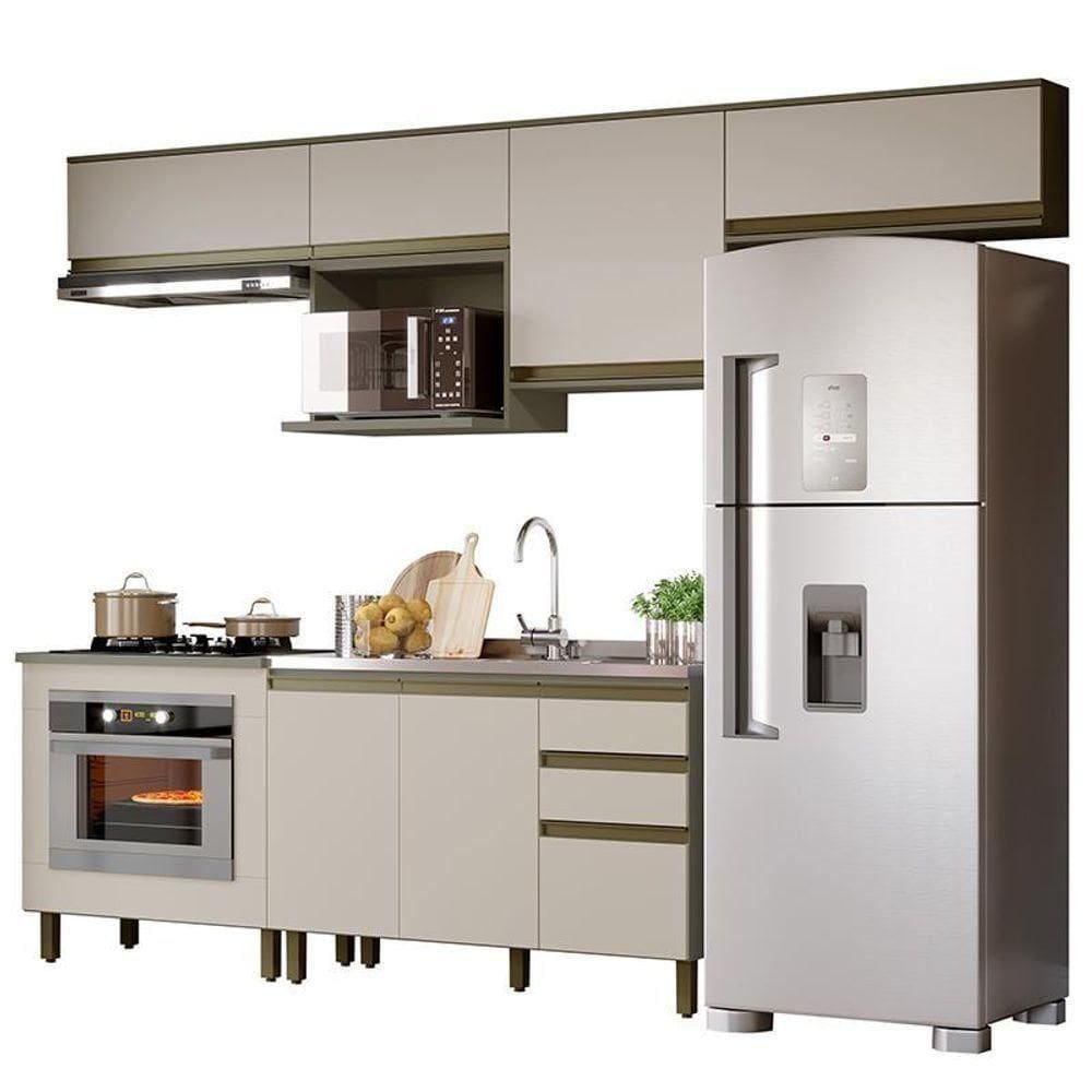 Cozinha Modulada Connect 7 Peças Duna-cristal Com Balcão Forno - Móveis Henn Duna-cristal