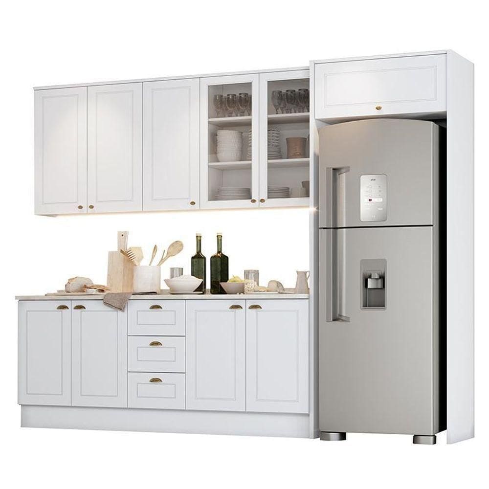 Cozinha Completa Americana 5 Peças Com Lateral Branco - Móveis Henn Branco