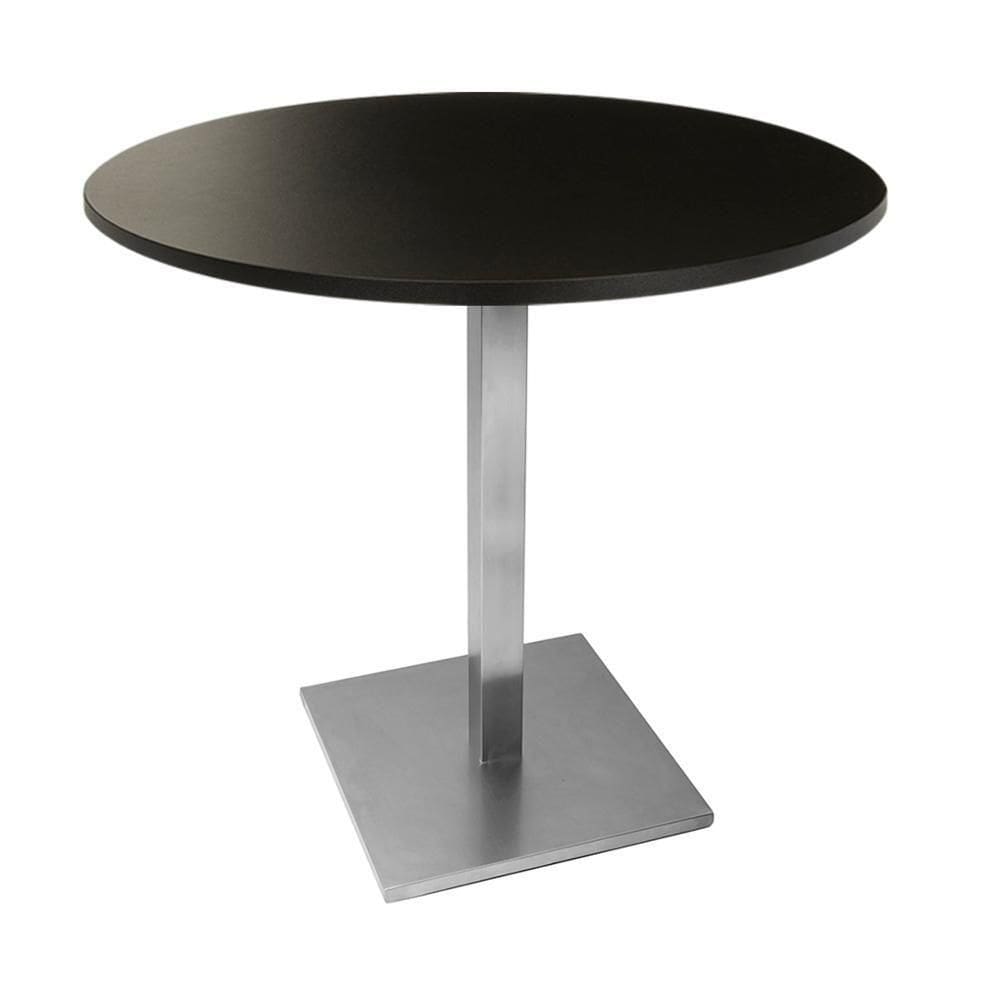 Mesa Quadrada Alpha Inox Prata 73,50 Cm (altura) Tampo Mdp Redondo 80 Cm Preto (larg)