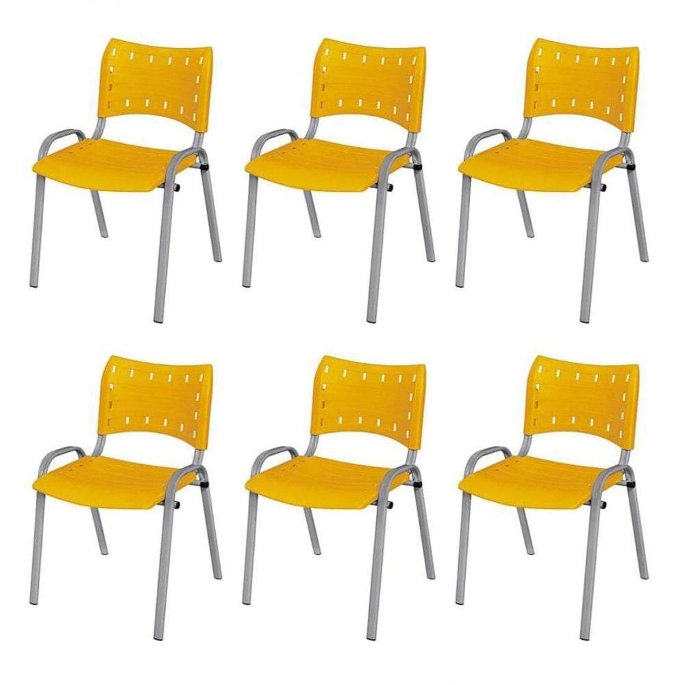 Cadeira Iso Base Cinza, , , Escritório - Amarelo Kit 6 Peças