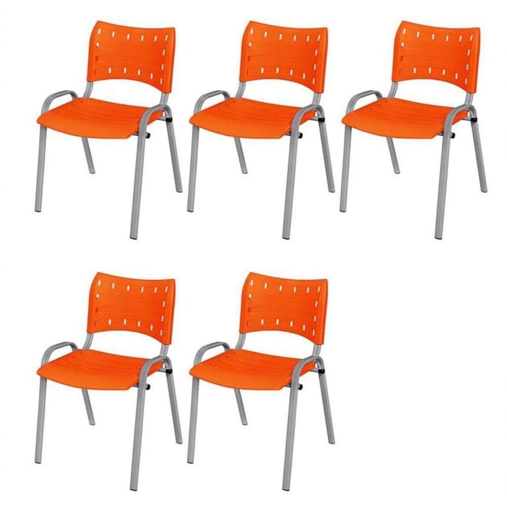 Cadeira Iso Base Cinza, , , Escritório - Laranja Kit 5 Peças