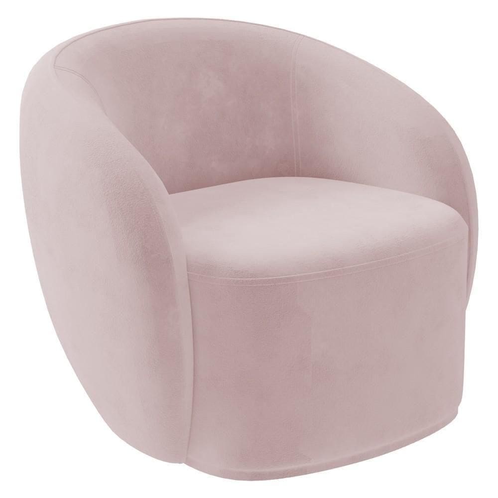 Poltrona Para Sala De Estar Giratória Orgânica Garbin K04 Veludo Rosê - Mpozenato