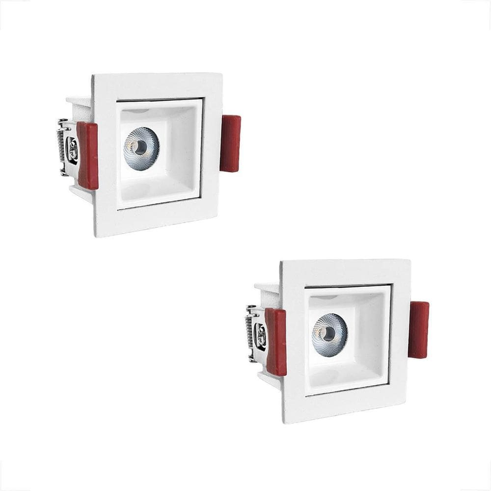 2 Spot Embutir Mini Led Downlight Recuado Sala 3000K Bet55