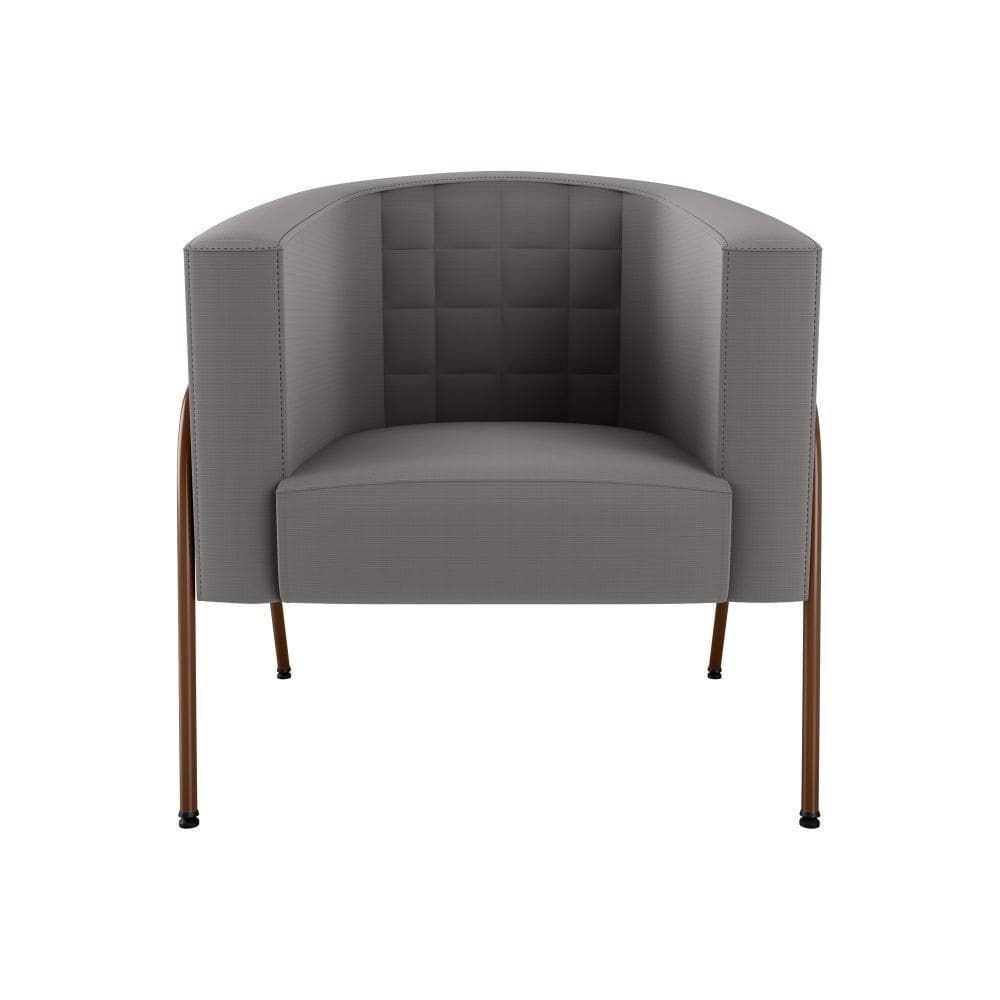 Poltrona Decorativa Base Em Metal Grafite Lisboa Cinza Matrix Cinza-bronze