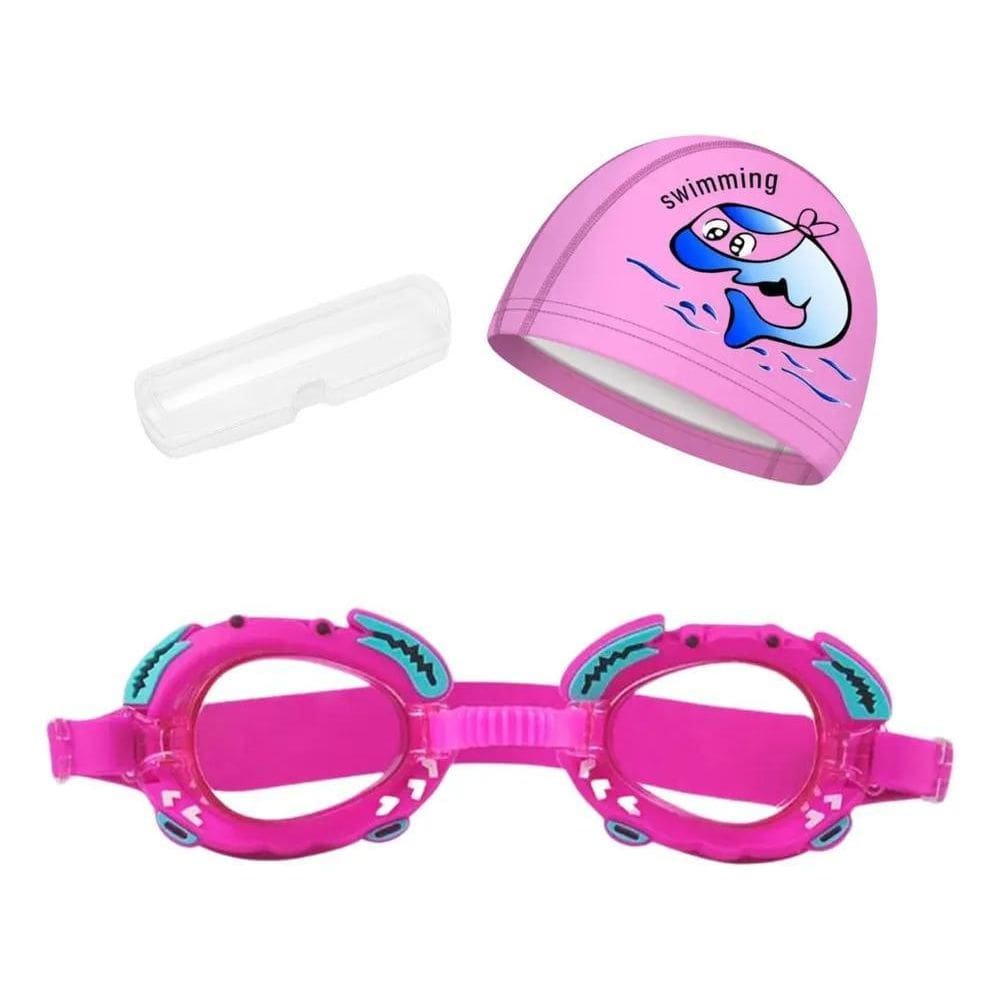 Kit Touca Óculos Hero Band Natação Piscina Infantil Crianças