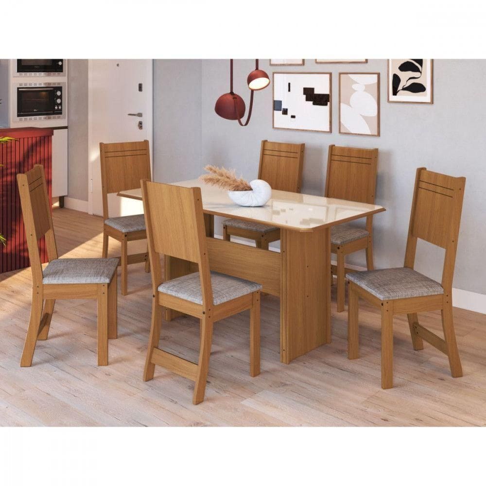 Conjunto Mesa 1,50cm Com 6 Cadeiras Dublin Indekes