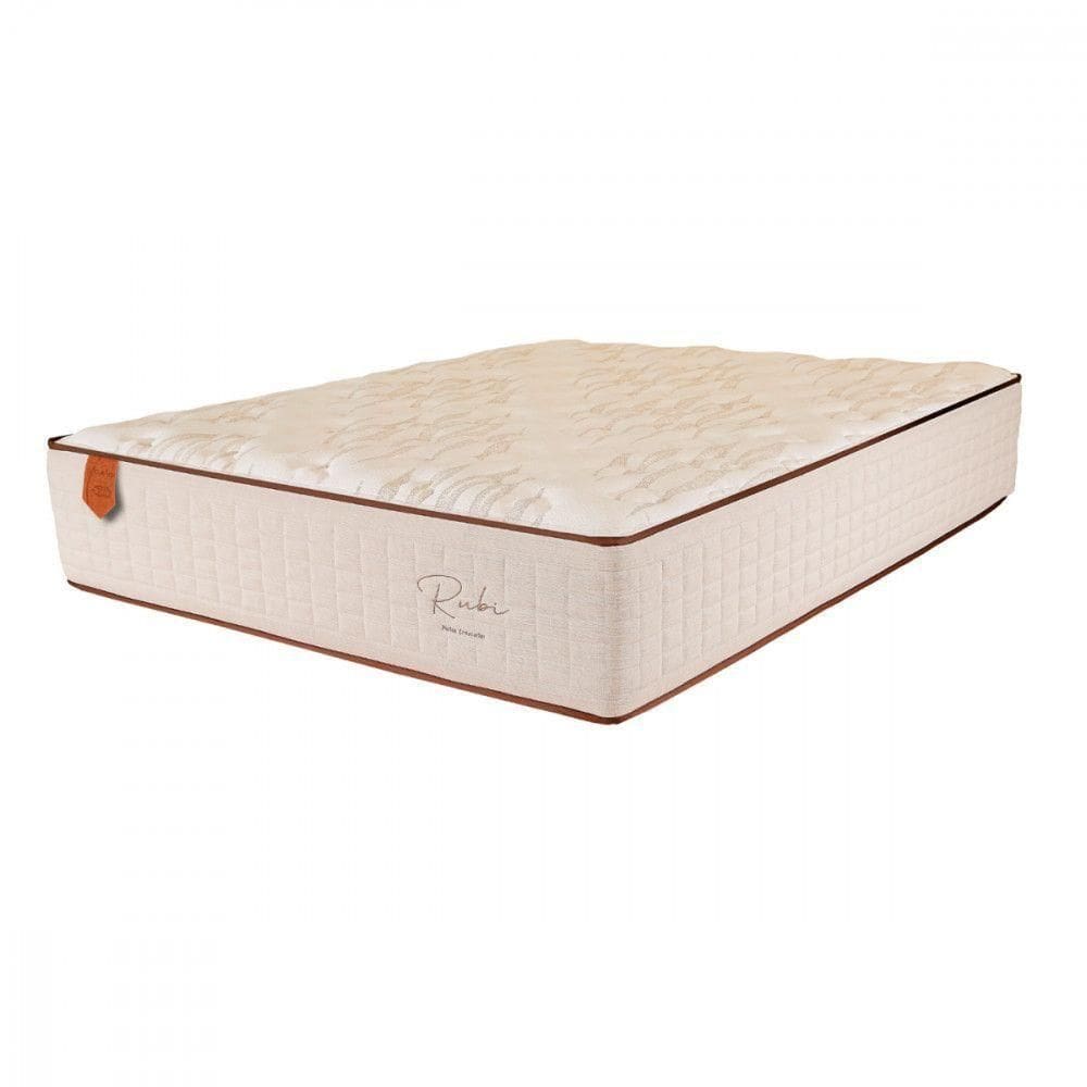 Colchão De Casal Rubi 138x188x32 Mola Ensacada Bege E Branco Bege Com Branco
