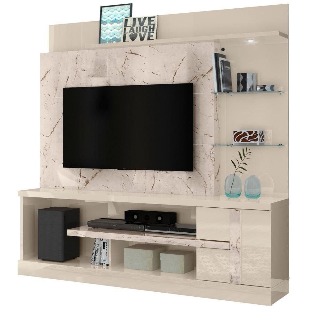 Estante Home Para 55 Polegadas Alan Calacata Off White Madetec