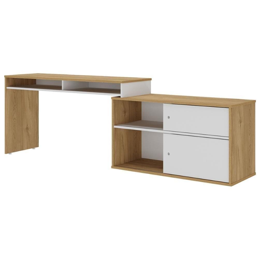 Mesa Para Escritório Escrivaninha Home Office 12 Em 1 Forms A02 Olmo Branco - Lyam Decor