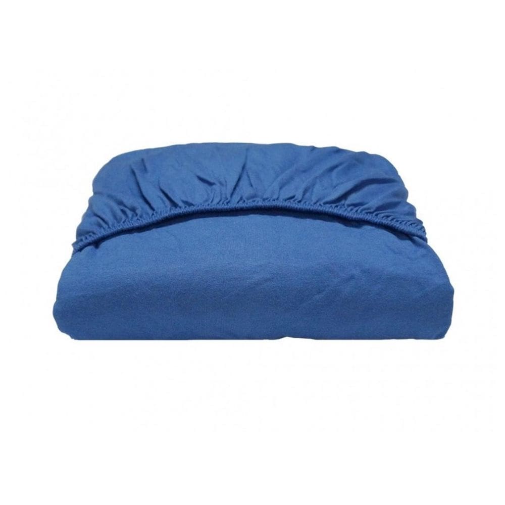 Lençol De Malha Venesa Fio Penteado Solteiro 20Cm Azul Jeans