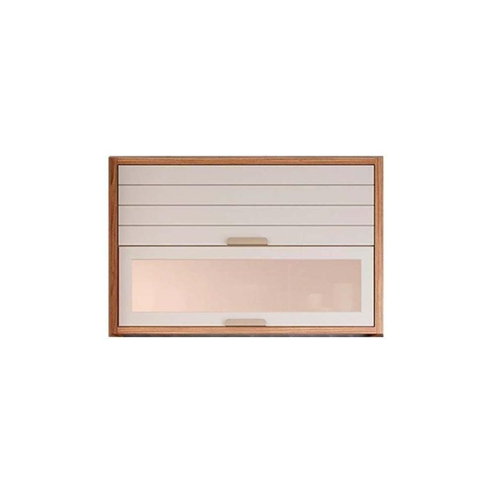 Armário Aéreo Cozinha Modulado Eloise Com 2 Portas Basculante Com Vidro Reflecta 120cm Freijo-off White - Mgm