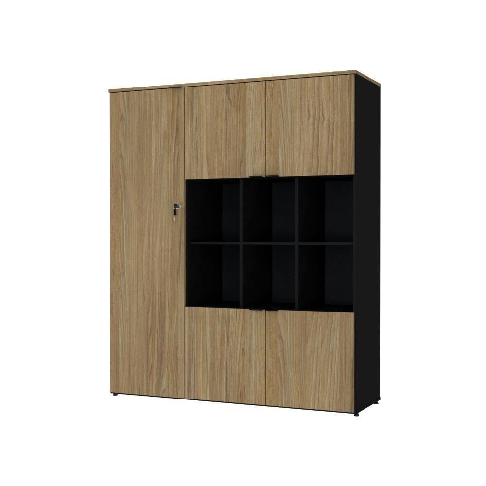 Armário Alto Com nichos E 05 Portas 161,5x135x42cm Wlan135 Preto Tx Com vermont Oak