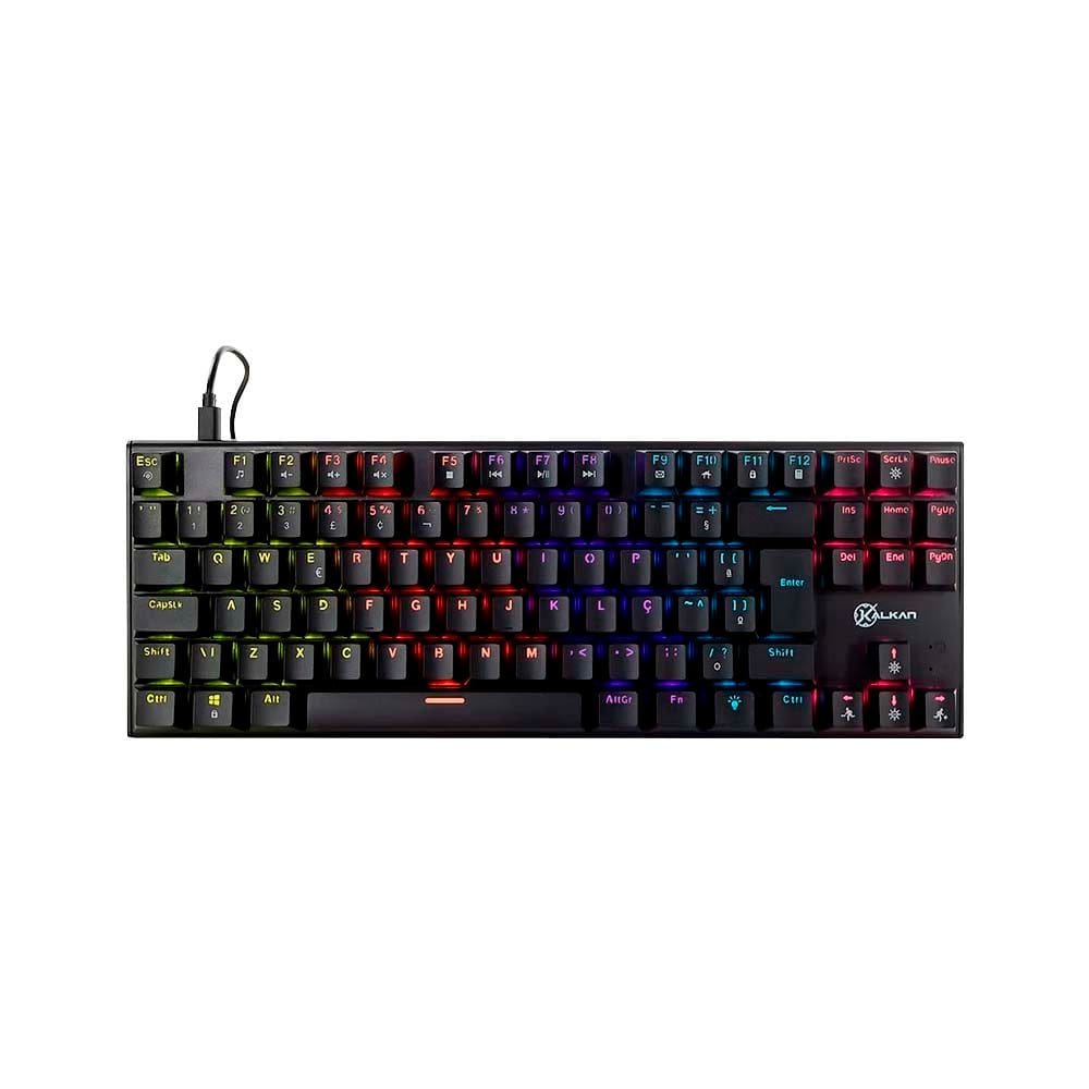 Teclado Mecânico Gamer Kalkan Loki Tkl Iluminação Rainbow Preto Abnt2 Switch Marrom Klk00014
