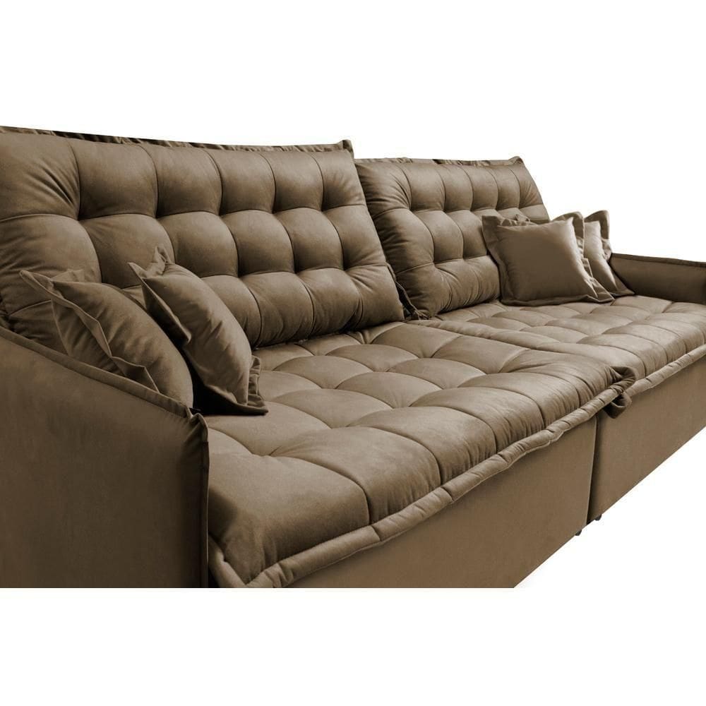 Sofá Sem Caixa Retrátil Reclinável 2,55m Cama Inbox Versátil Com Pillow Top E Molas Velusoft Castor