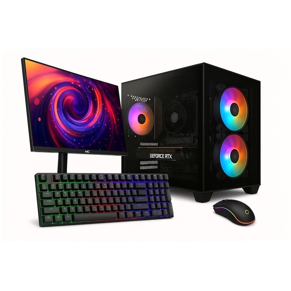 PC Gamer Completo Skill Apex Series, AMD Ryzen 5 5500, Radeon RX 580 8GB, 16GB DDR4, SSD 1TB M.2, Monitor LED 24" 180Hz, Preto SAS003