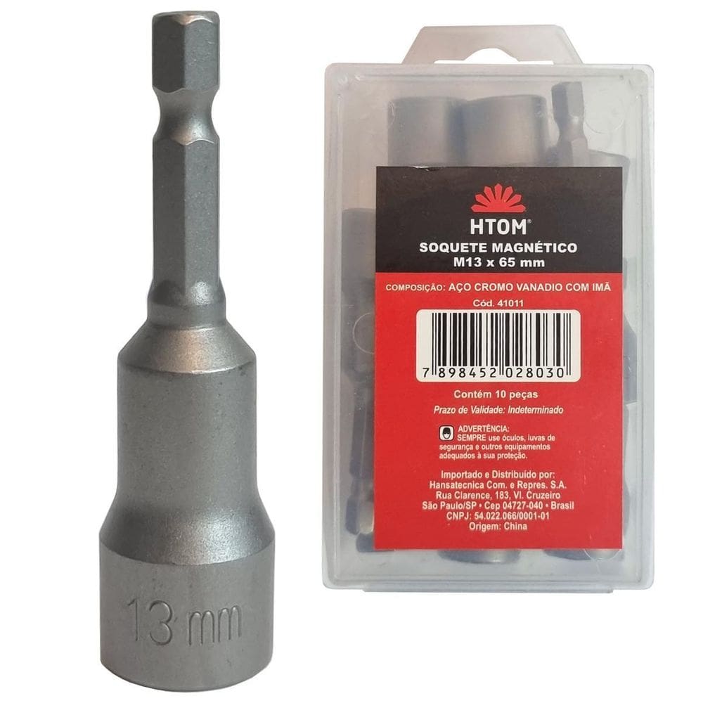 Jogo 10 Soquetes Magnéticos 13Mm Sextavado M13 X 65Mm Cr-V