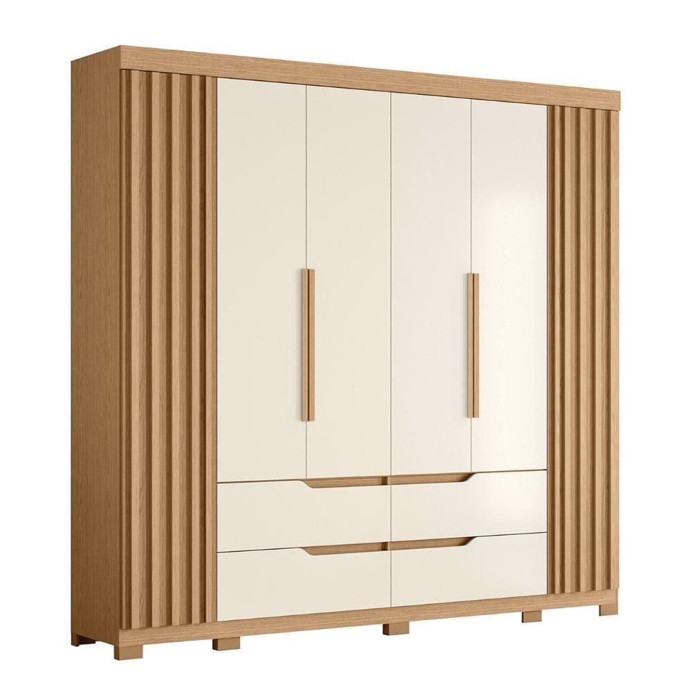 Guarda Roupa Casal 240cm Ripado 6 Portas Doble Off/freijó - Albatroz