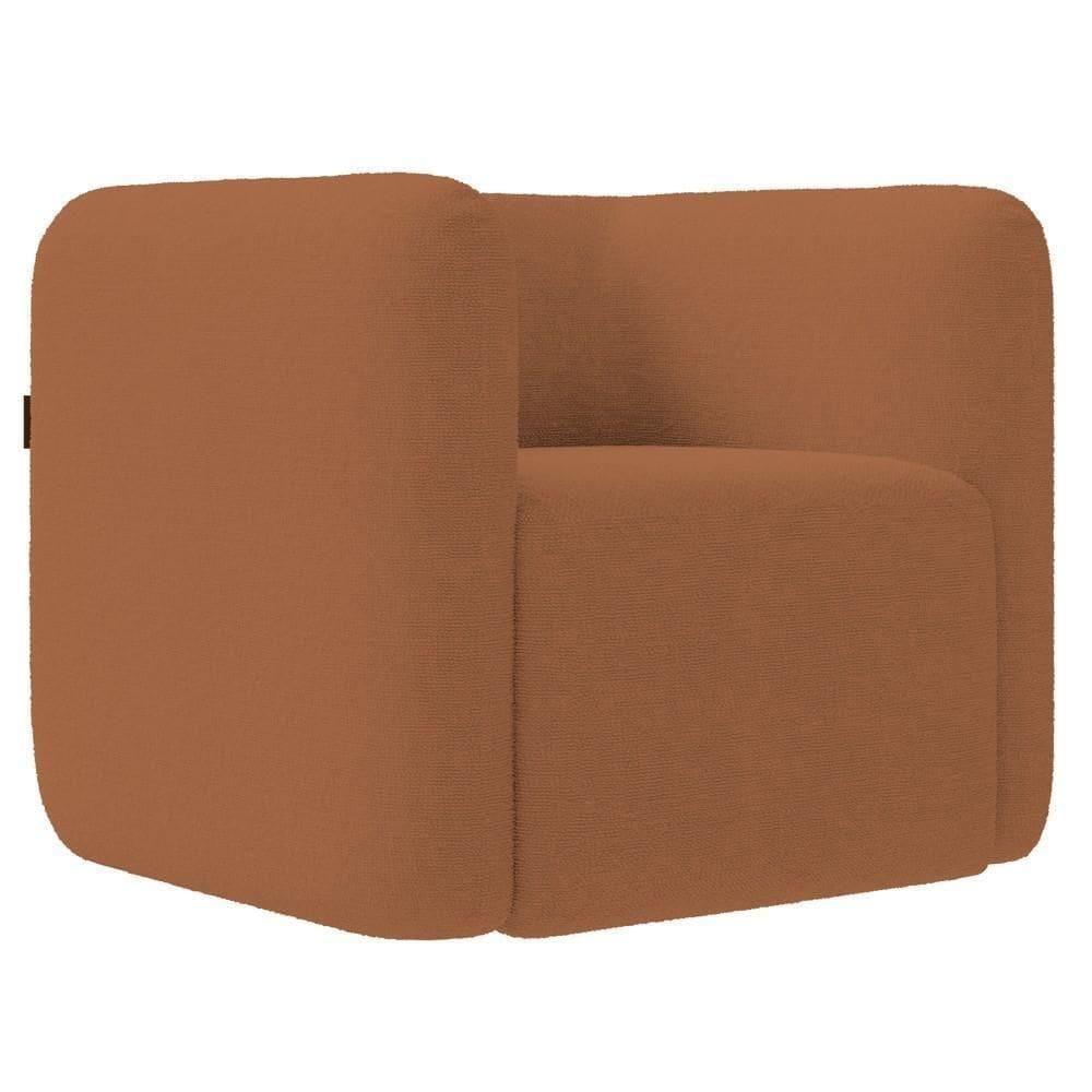 Poltrona Para Sala De Estar Decorativa Quadrada Maggie Z08 Boucle Terracota - Mpozenato
