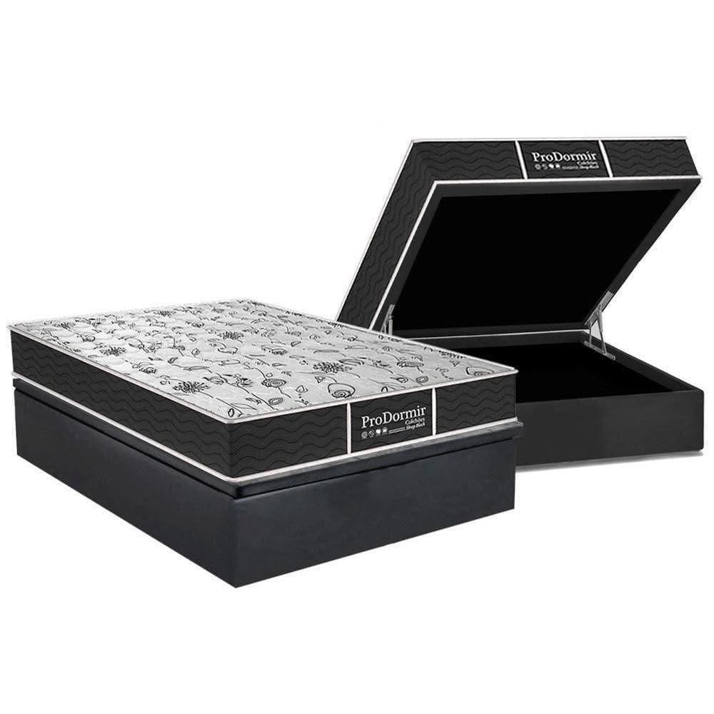 Cama Box Baú Casal: Colchão Molas Probel Prolastic Prodormir Sleep + Base Crc Suede Gray(138X188)