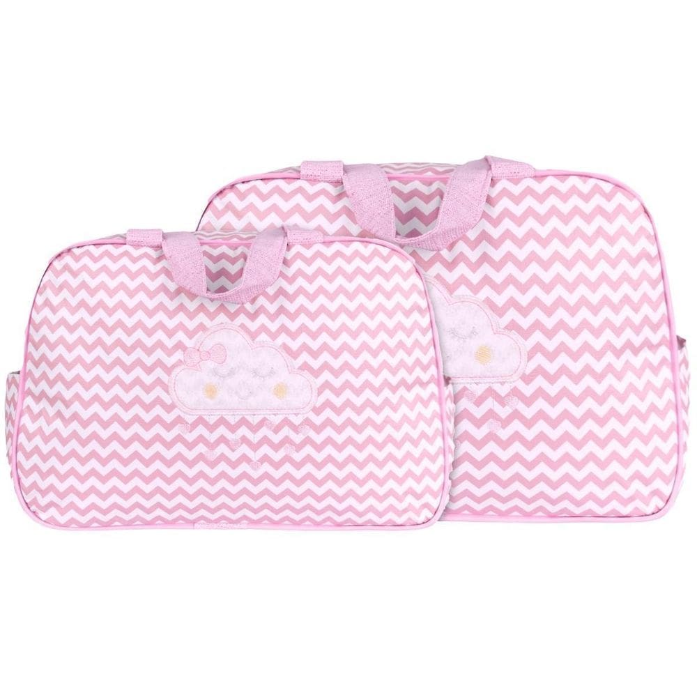 Kit Bolsas Bebê Mave Baby Nuvem Chevron Rosa