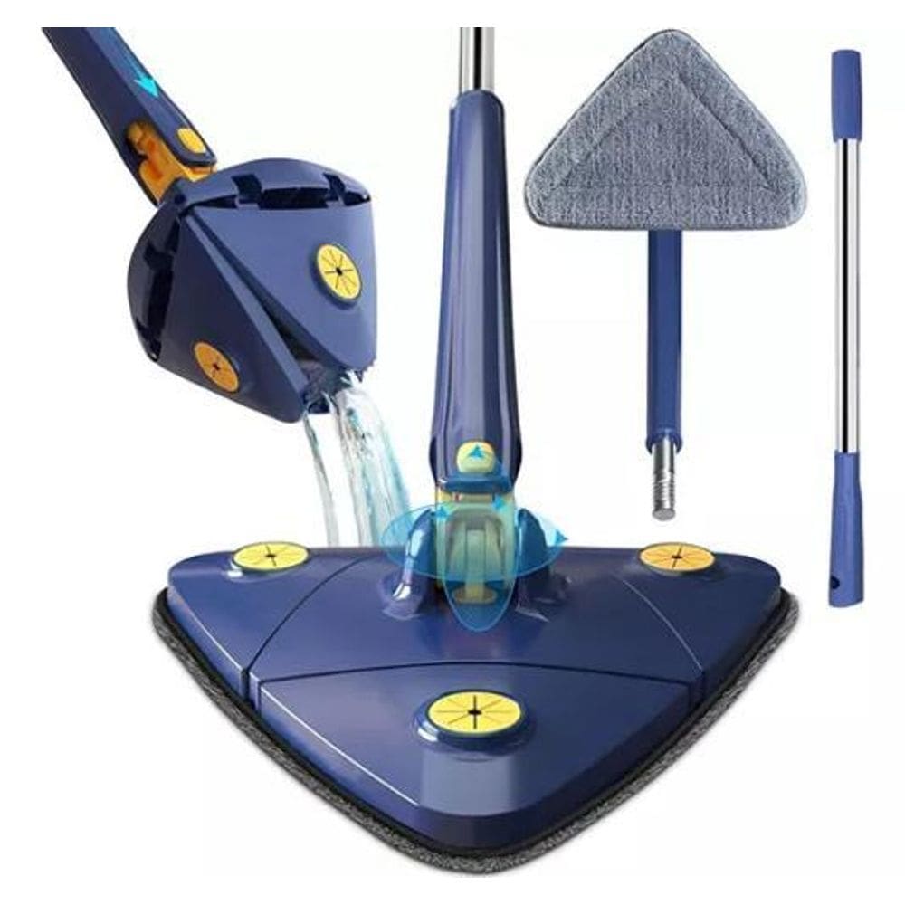 Kit Limpeza 360: Esfregão Triangular Rodo Giratório Mop +