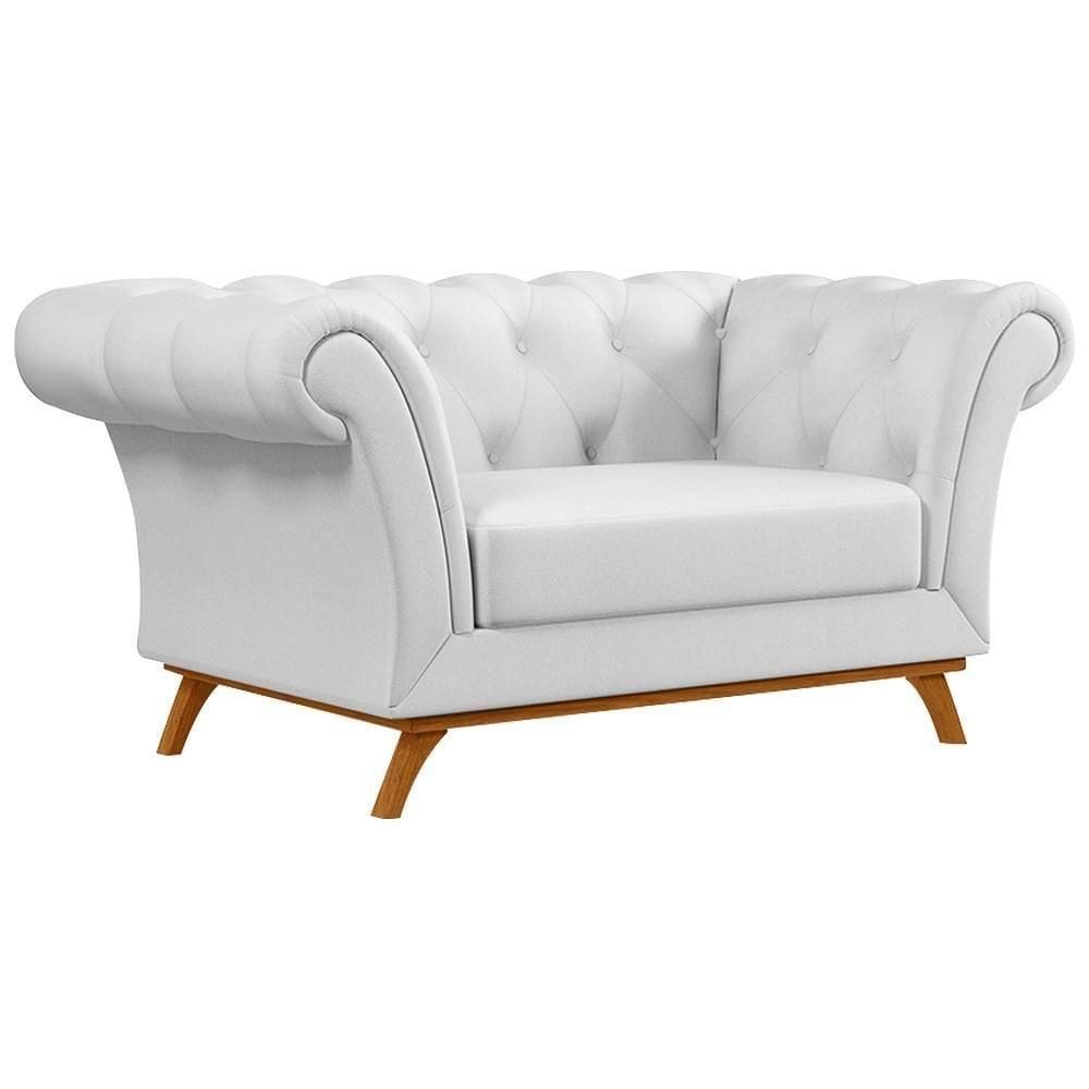 Sofá Para Sala De Estar 150cm 1 Lugar Base Madeira Império C-12 Corano Branco - Domi