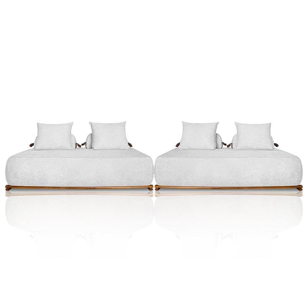 Sofá 4 Lugares Ilha 2 Módulos 160cm Viero S06 Boucle Branco - Mpozenato