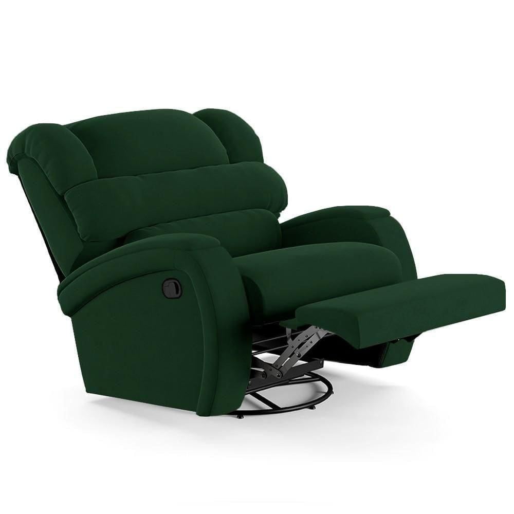 Poltrona Do Papai Reclinável Kalie Glider Giratória Massagem Fh9 Veludo Verde - Mpozenato